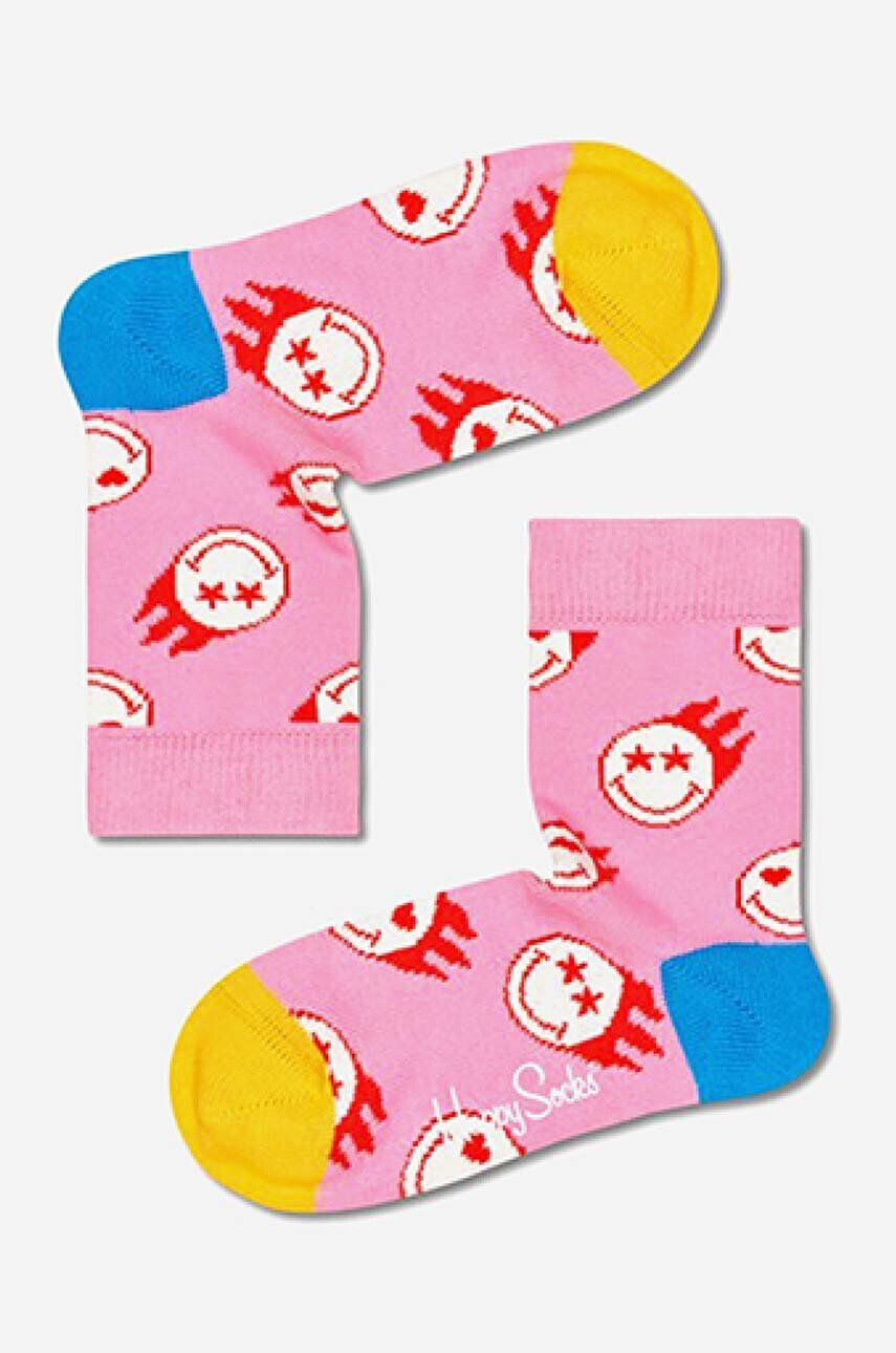 Happy Socks gyerek zokni Flaming SmileyWorld rózsaszín KSMY01-3000 - Pepit.hu