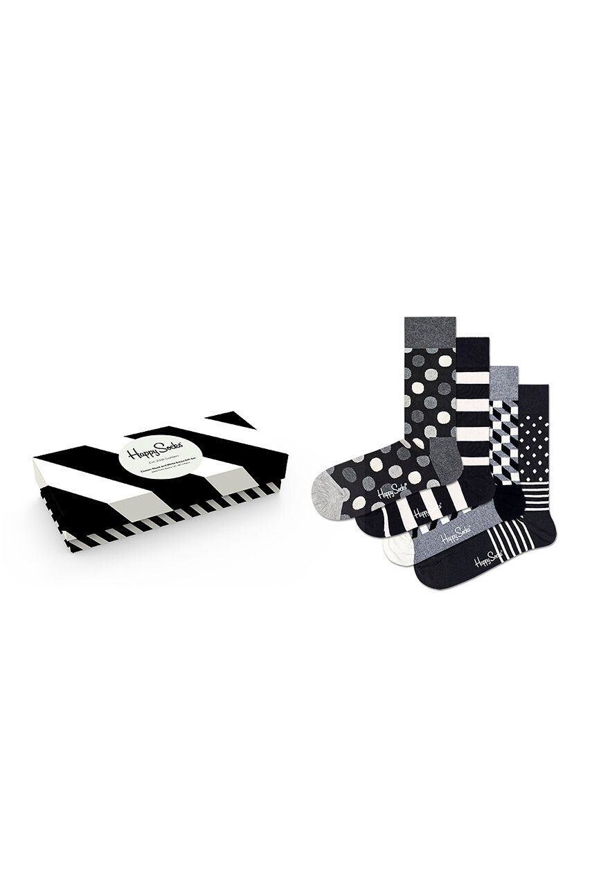 Happy Socks Zokni Classic Black & White (4-pár) - Pepit.hu