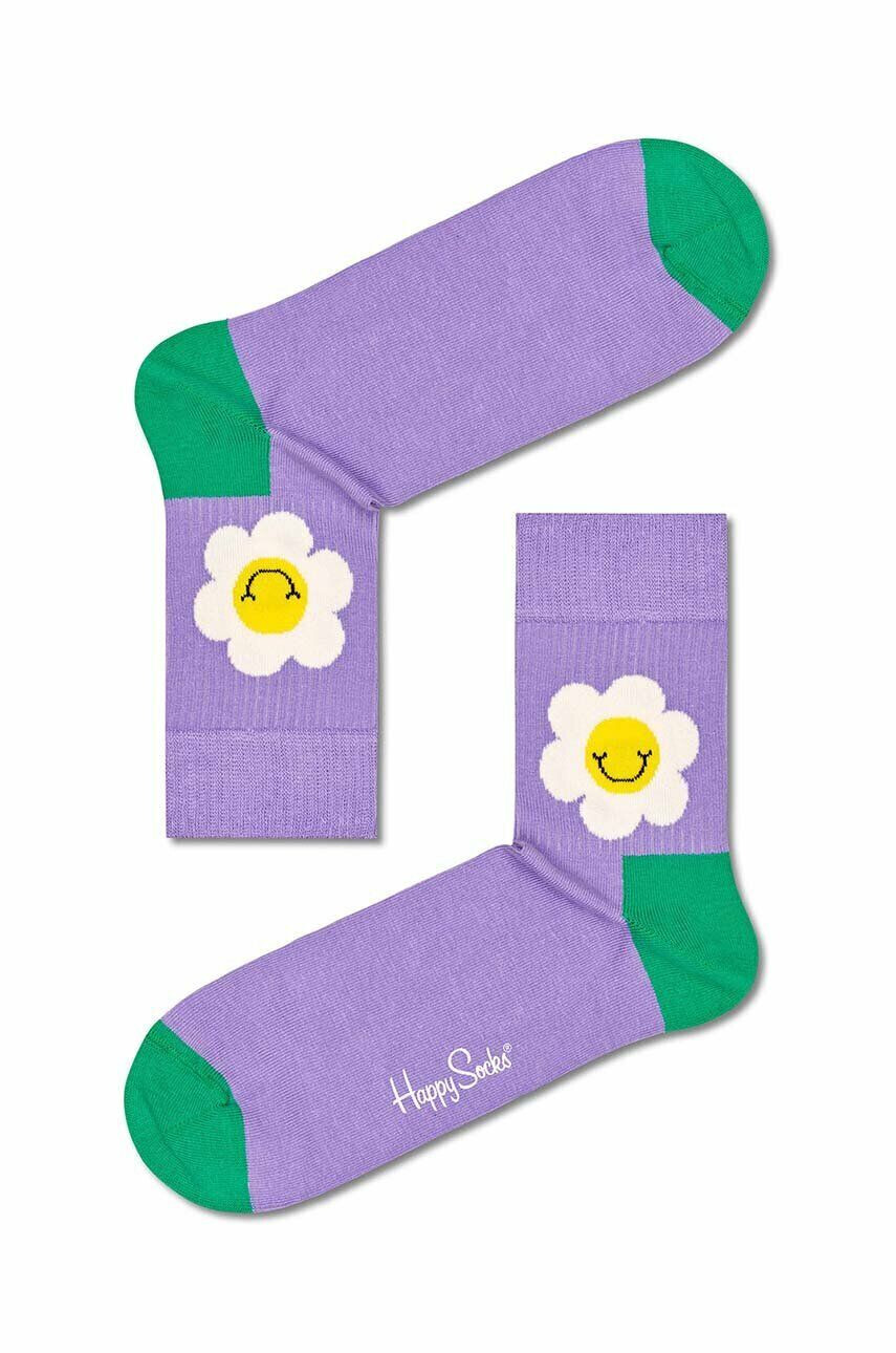 Happy Socks zokni Light Purple Smiley Daisy 1/2 lila - Pepit.hu