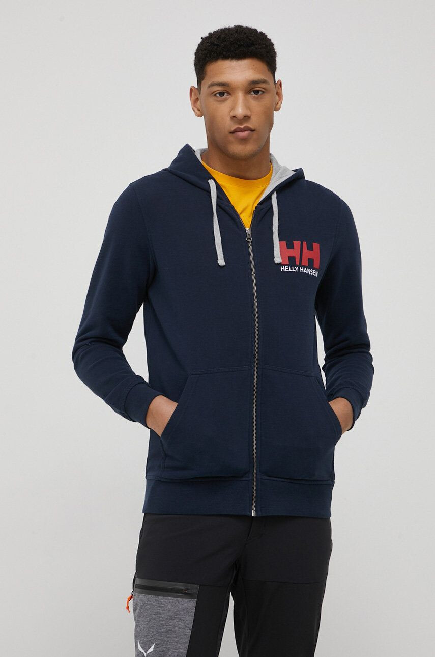 Helly Hansen pamut melegítőfelső sötétkék férfi nyomott mintás kapucnis - Pepit.hu