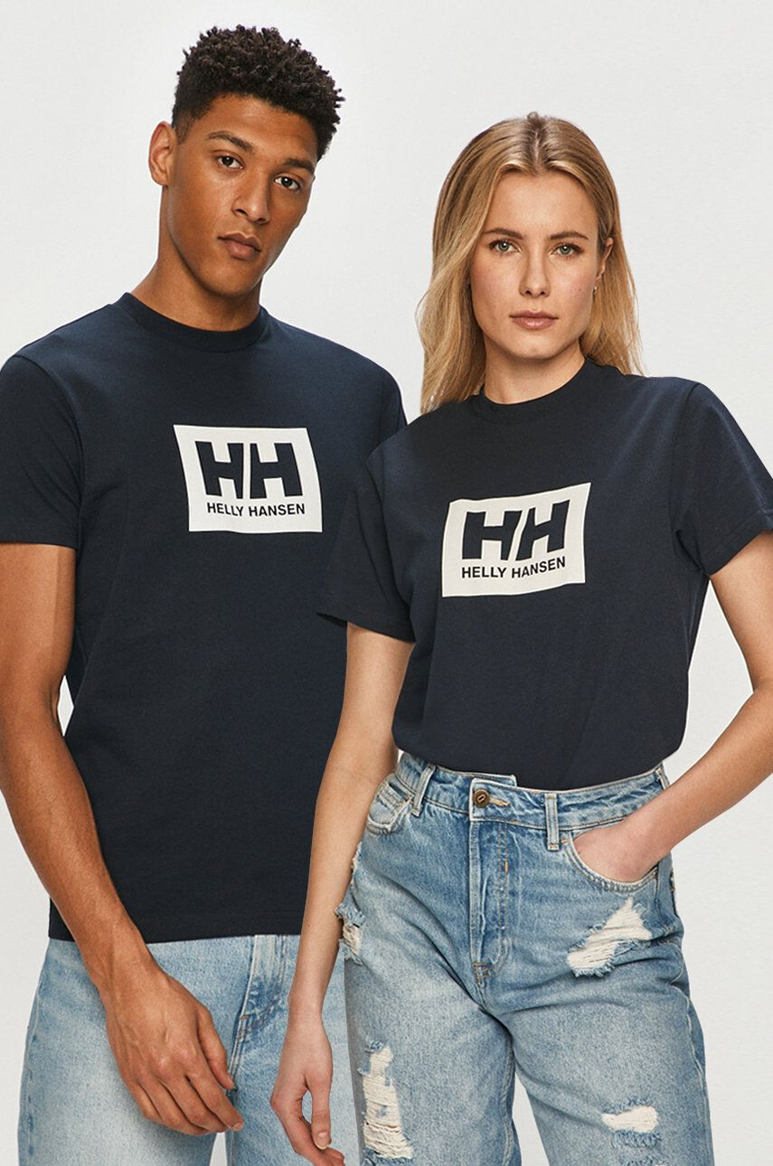 Helly Hansen pamut póló sötétkék nyomott mintás - Pepit.hu