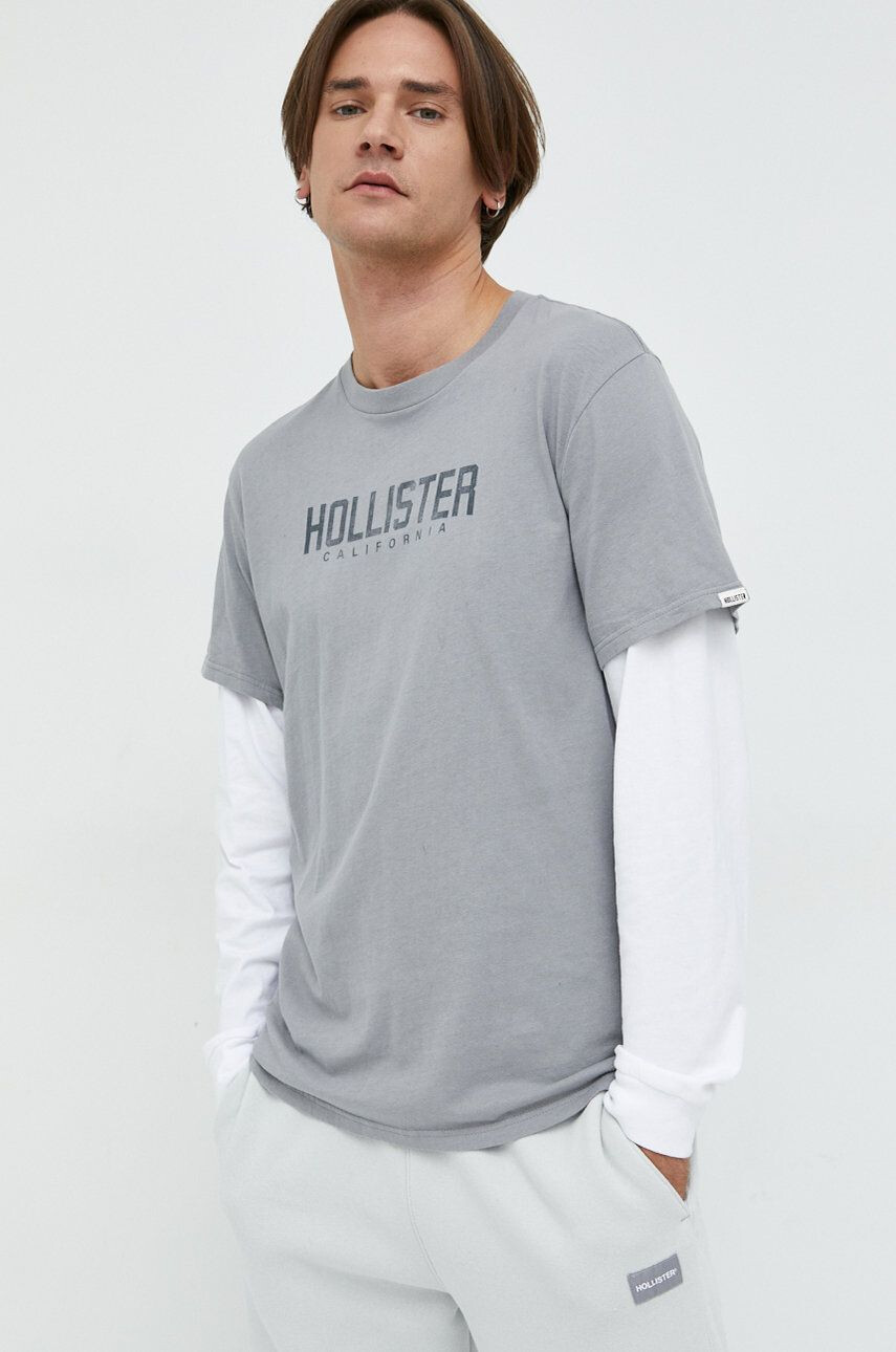 Hollister Co. pamut hosszúujjú szürke nyomott mintás - Pepit.hu