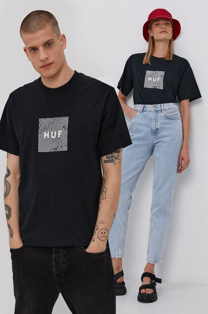 Huf t-shirt fekete nyomott mintás - Pepit.hu