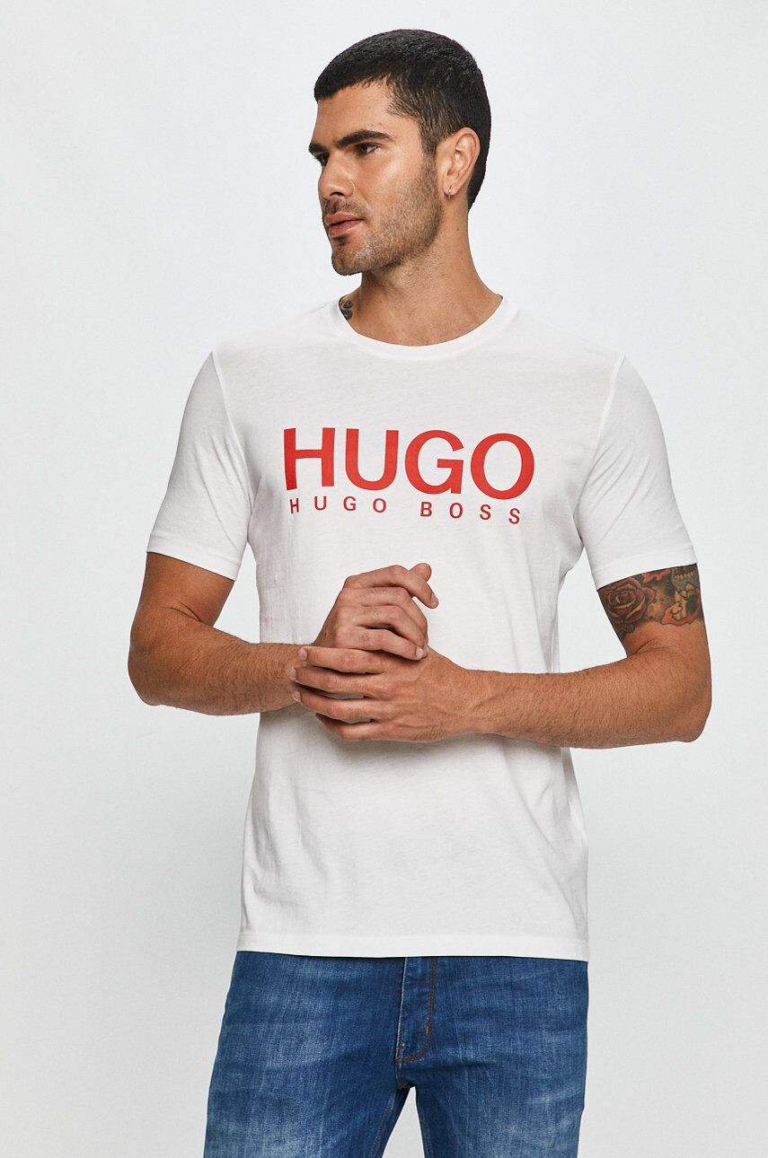 Hugo t-shirt fehér férfi nyomott mintás - Pepit.hu