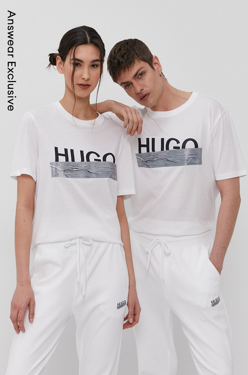 Hugo t-shirt fehér nyomott mintás - Pepit.hu