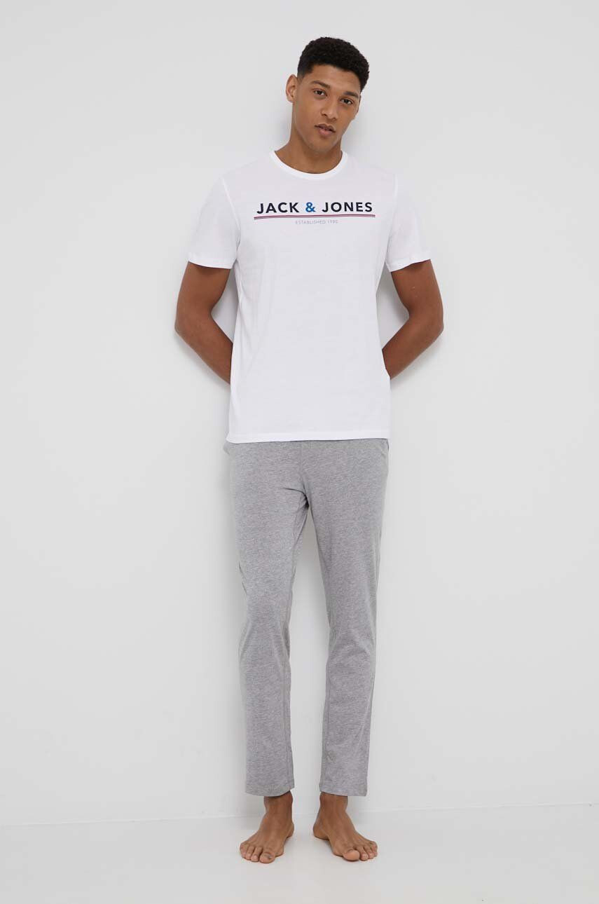 Jack & Jones pamut pizsama felső fehér nyomott mintás - Pepit.hu