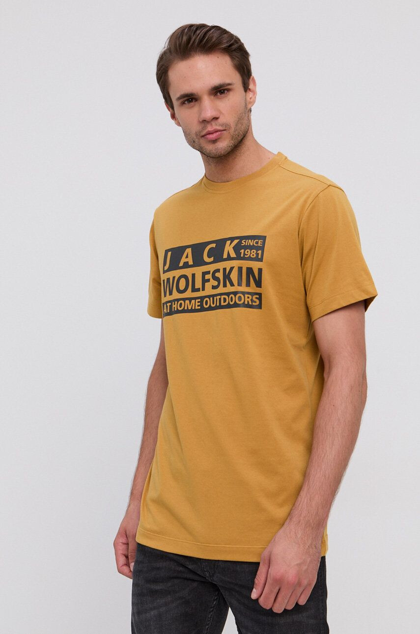 Jack Wolfskin t-shirt sötétkék férfi nyomott mintás - Pepit.hu