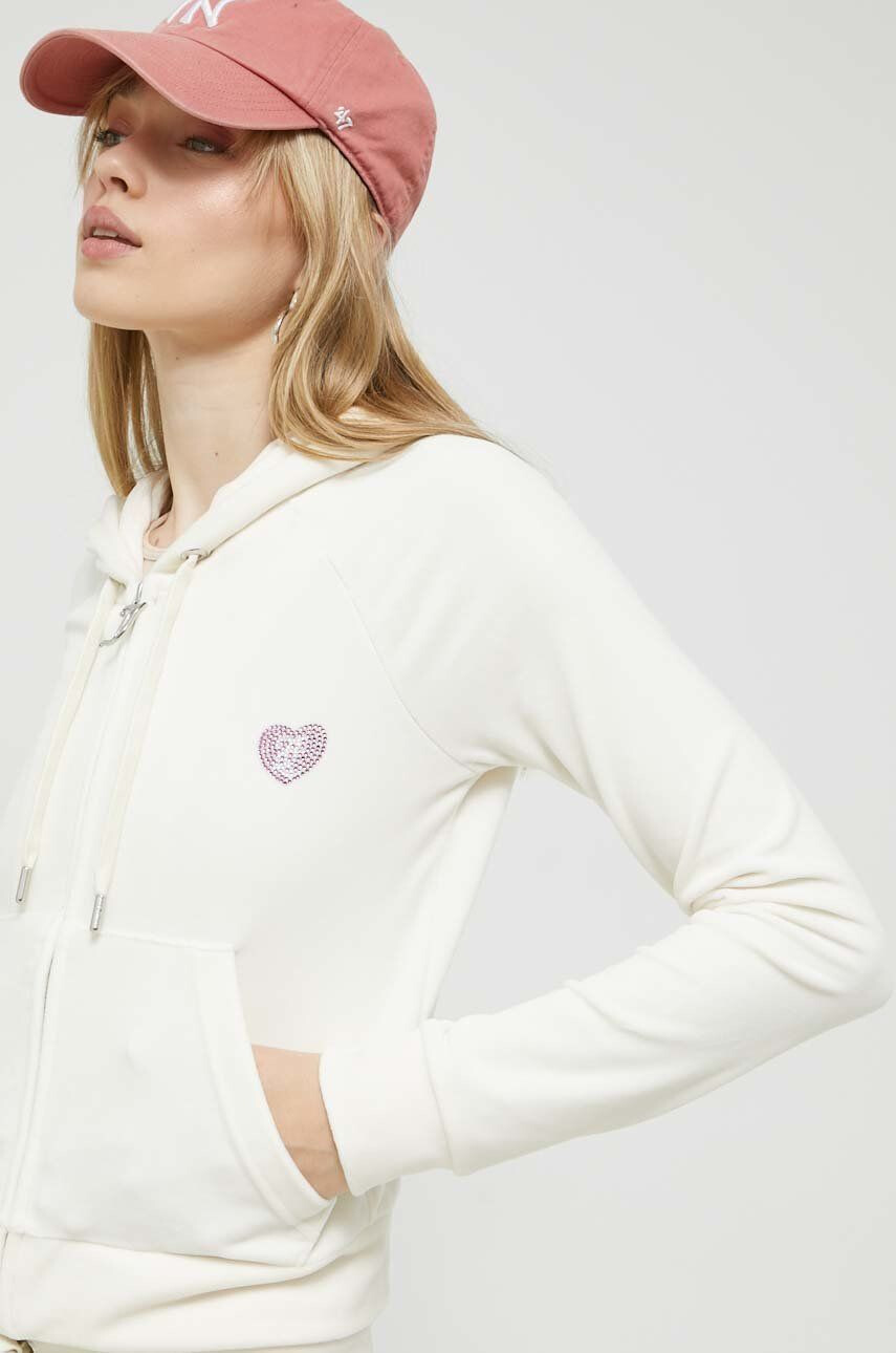 Juicy Couture felső Effie bézs női nyomott mintás kapucnis - Pepit.hu