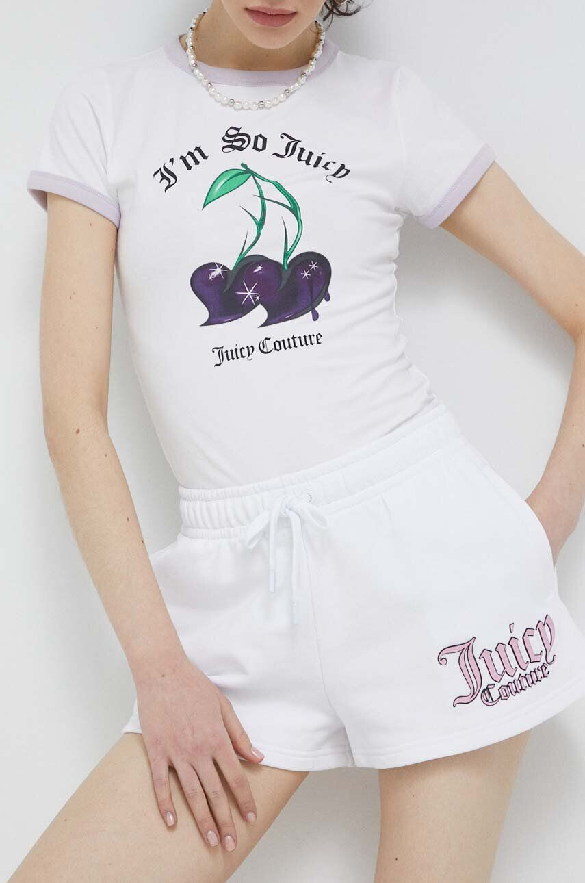 Juicy Couture rövidnadrág női fehér nyomott mintás magas derekú - Pepit.hu