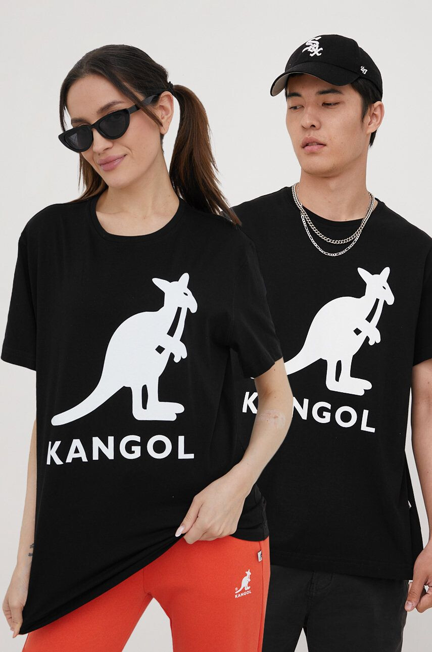 Kangol pamut póló fekete nyomott mintás - Pepit.hu