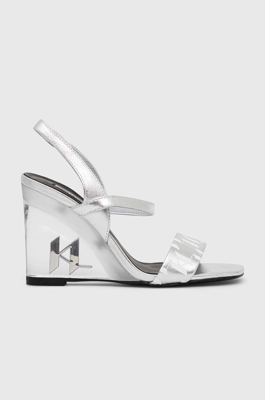 Karl Lagerfeld bőr szandál ICE WEDGE ezüst KL34610 - Pepit.hu