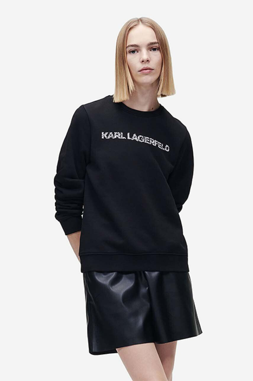 Karl Lagerfeld felső Elongated Logo Zebra Sweat 221W1815 999 fekete női nyomott mintás - Pepit.hu