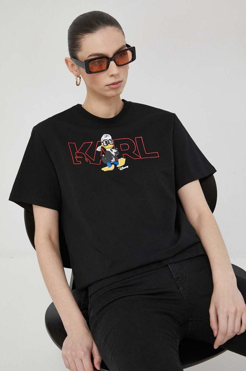 Karl Lagerfeld pamut póló x Disney fekete - Pepit.hu