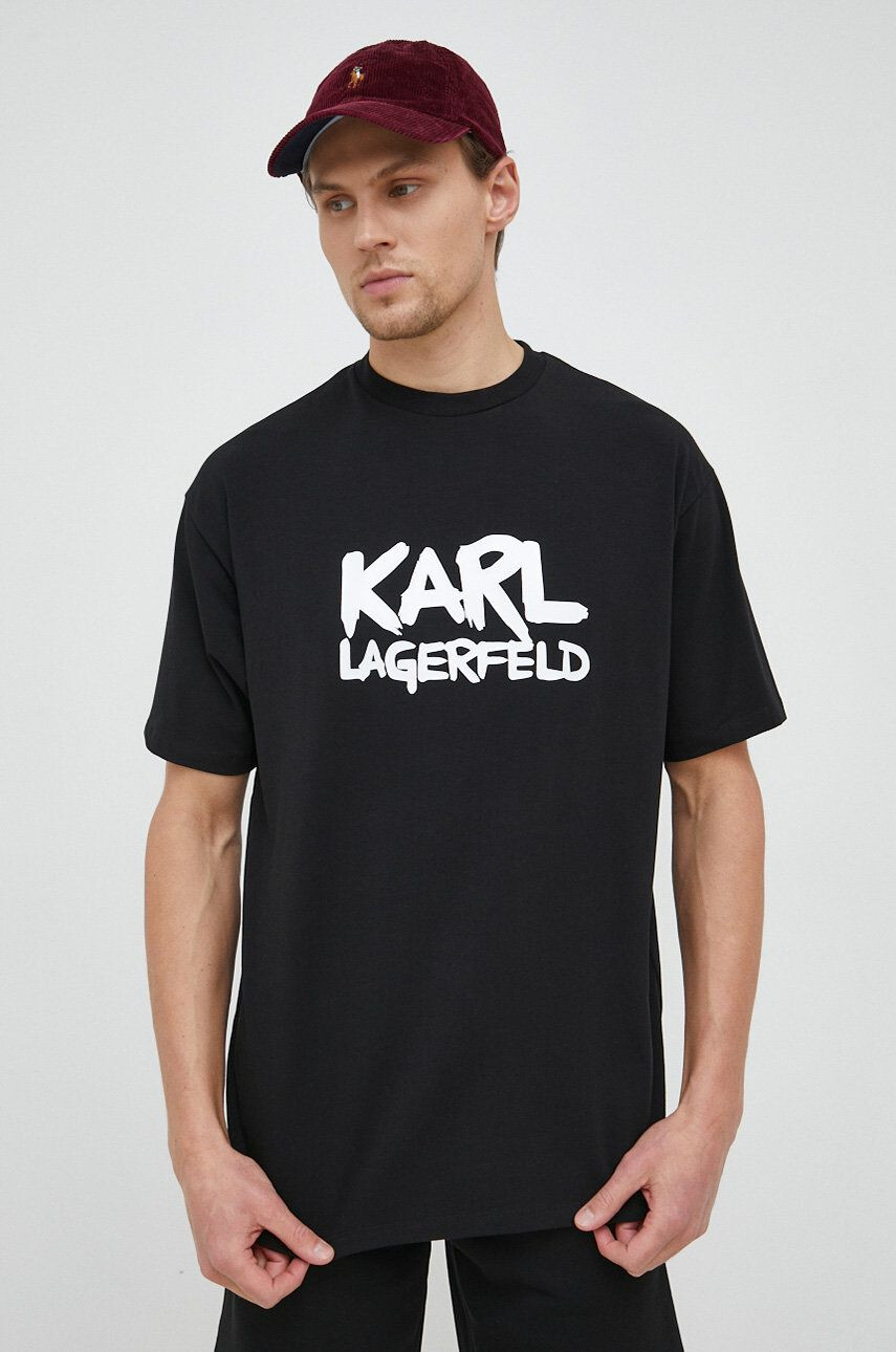 Karl Lagerfeld t-shirt fekete férfi nyomott mintás - Pepit.hu