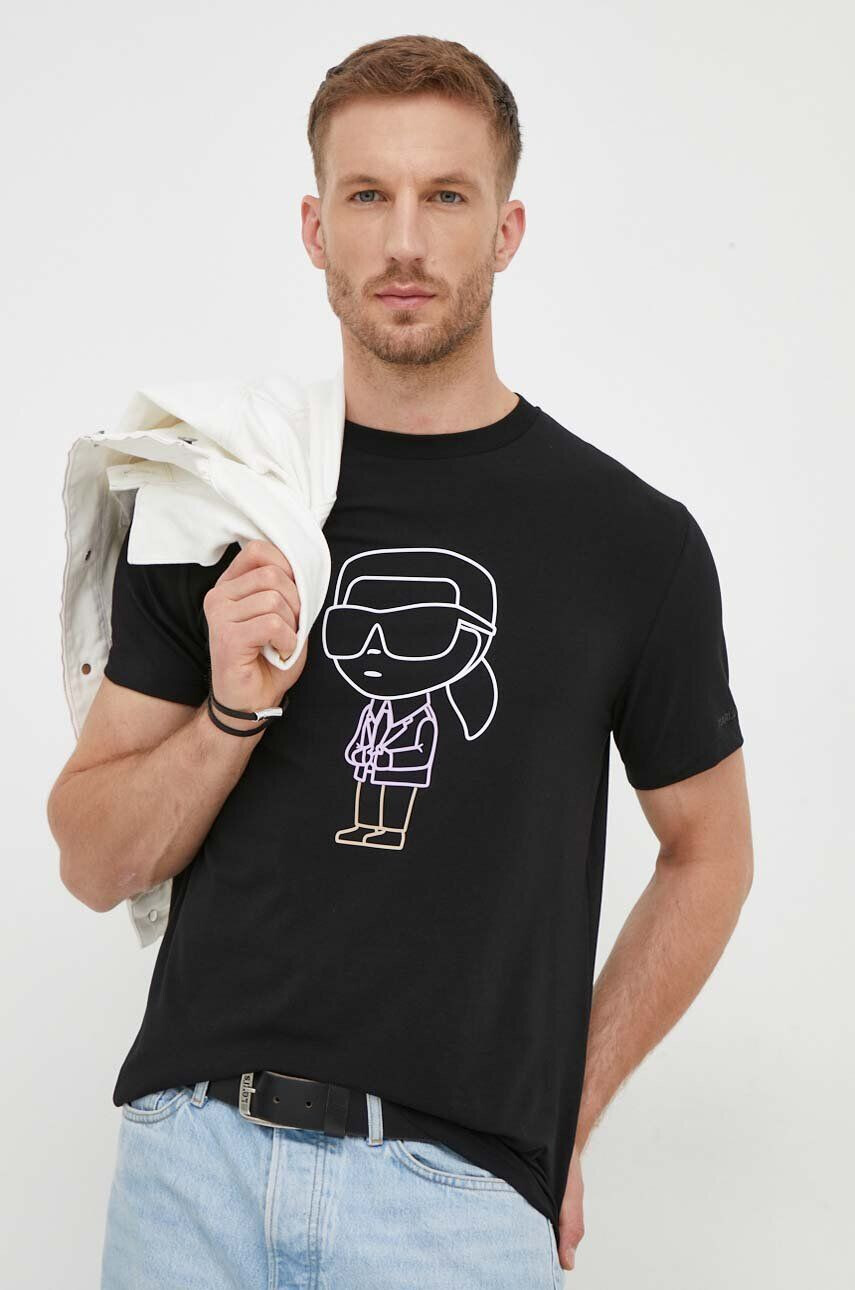 Karl Lagerfeld t-shirt fekete férfi nyomott mintás - Pepit.hu