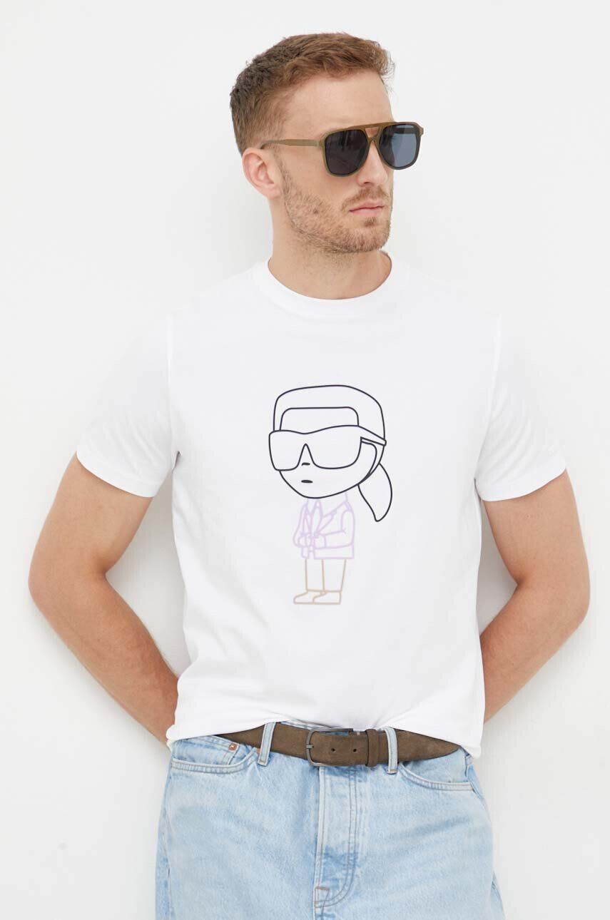 Karl Lagerfeld t-shirt fehér férfi nyomott mintás - Pepit.hu