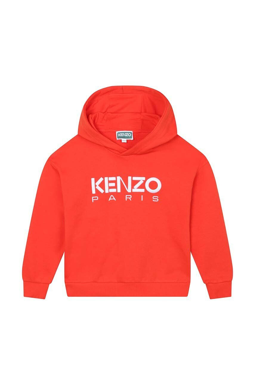 Kenzo kids gyerek melegítőfelső pamutból piros nyomott mintás kapucnis - Pepit.hu