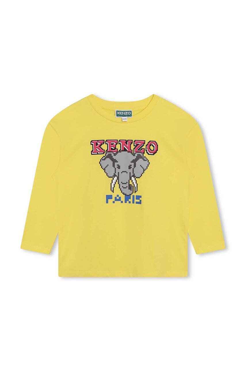 Kenzo kids gyerek pamut hosszú ujjú felső zöld nyomott mintás - Pepit.hu