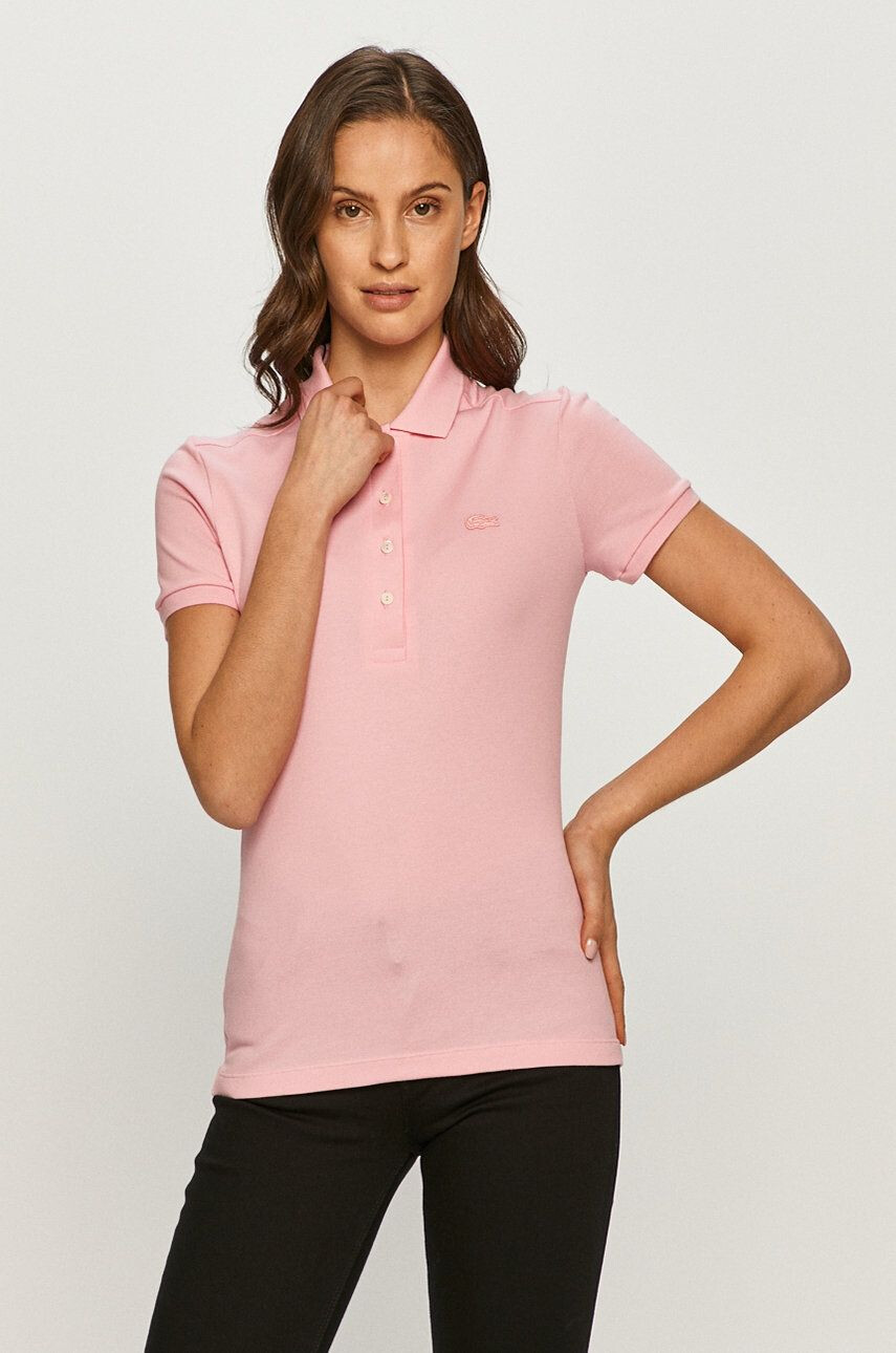 Lacoste t-shirt női galléros rózsaszín - Pepit.hu