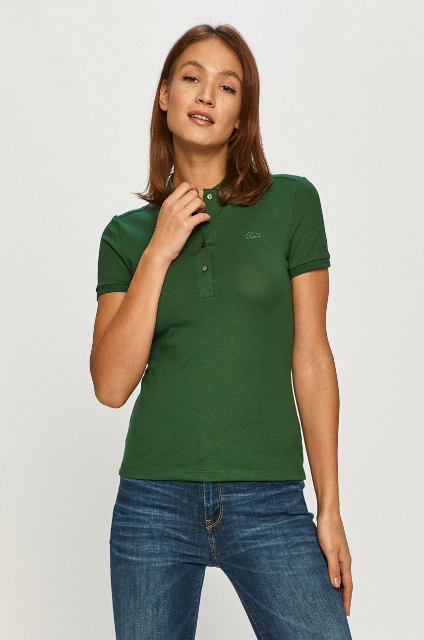 Lacoste t-shirt női galléros zöld - Pepit.hu