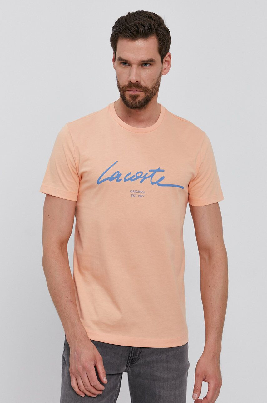 Lacoste t-shirt narancssárga férfi nyomott mintás - Pepit.hu