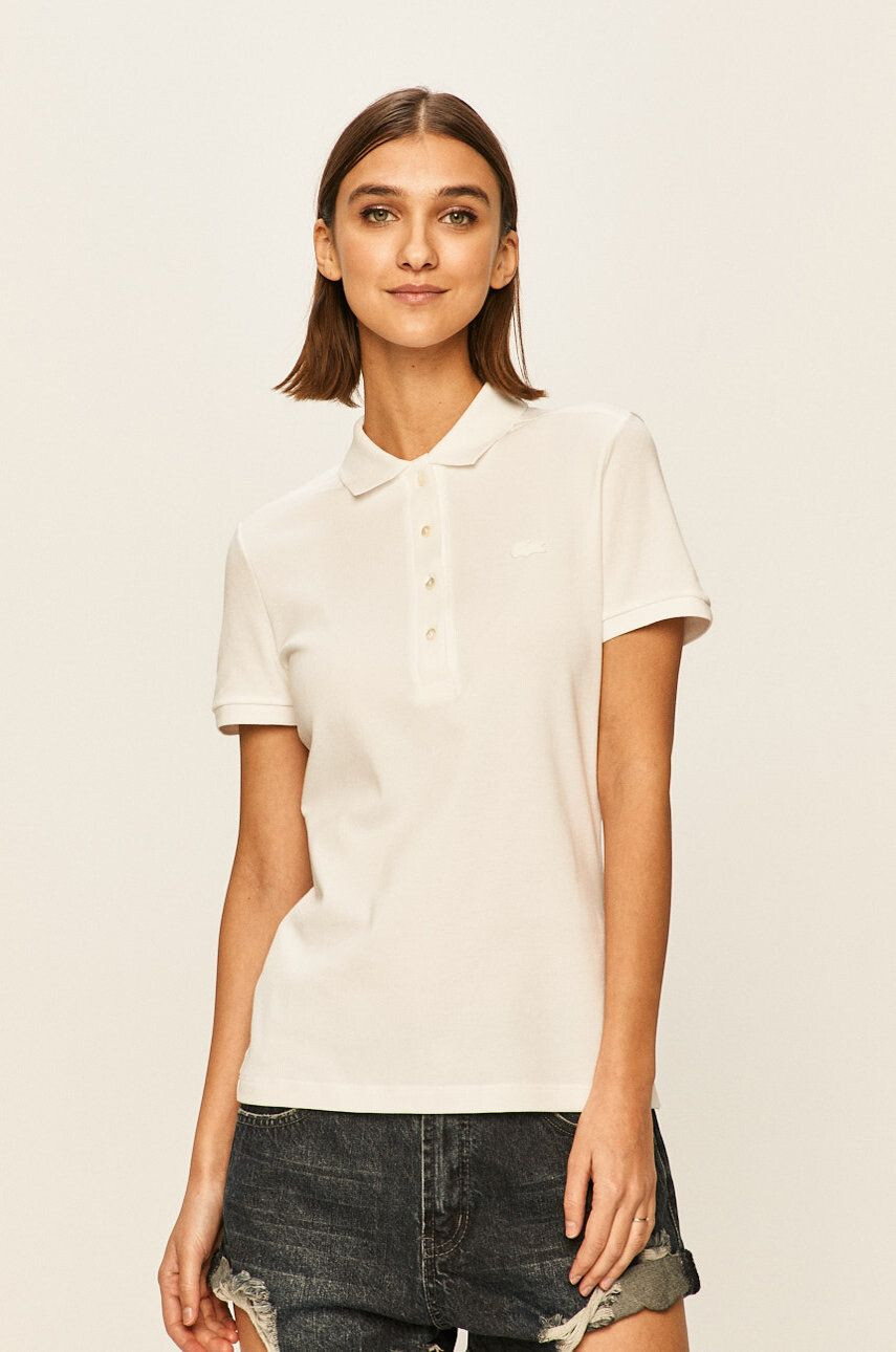 Lacoste t-shirt női galléros fehér - Pepit.hu