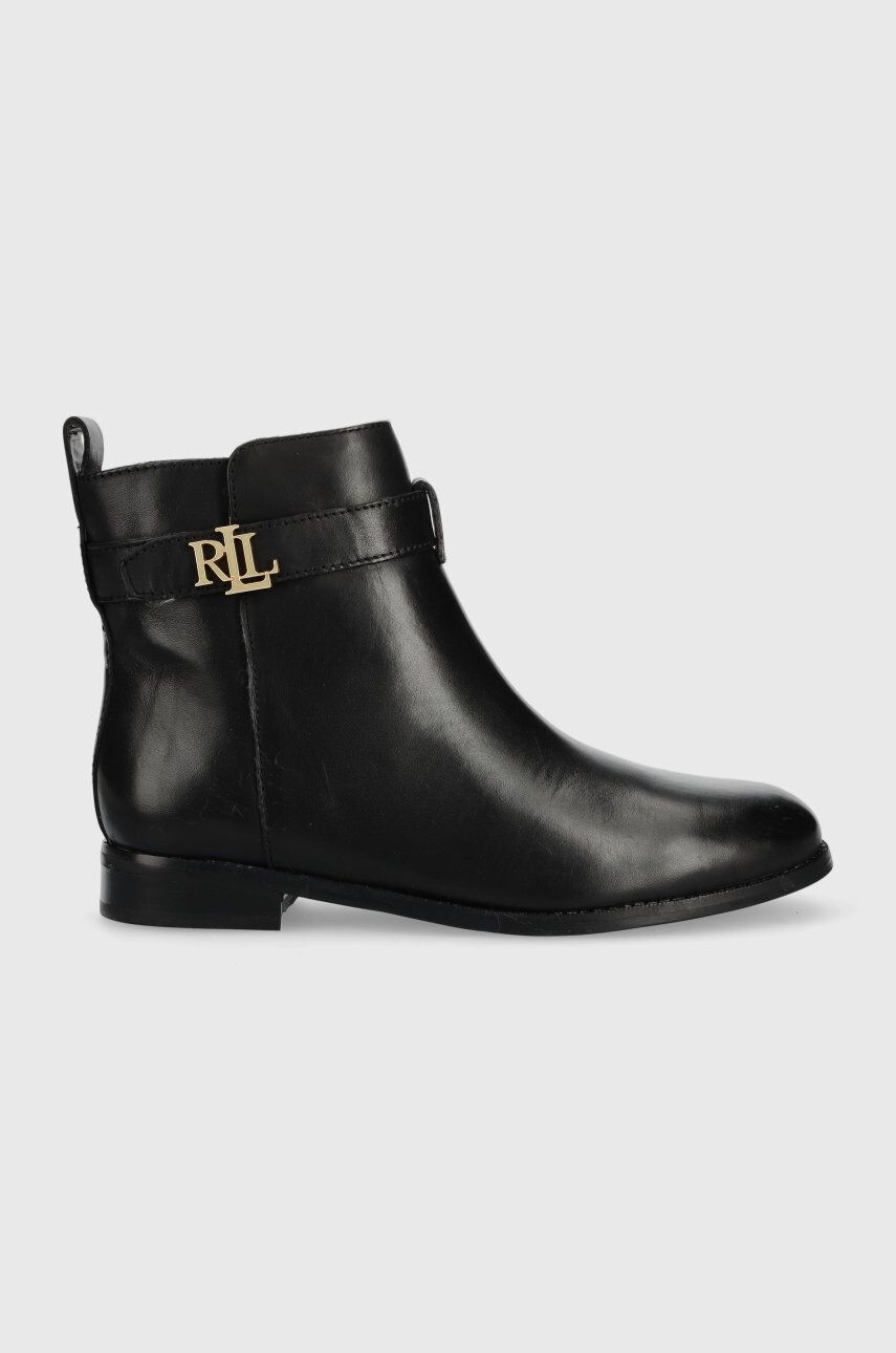 Lauren Ralph Lauren bőr csizma Burnished Calf Briele fekete női lapos talpú 802882390002 - Pepit.hu