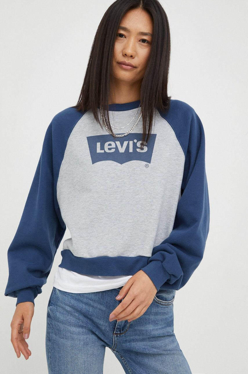 Levi's pamut melegítőfelső szürke női nyomott mintás - Pepit.hu