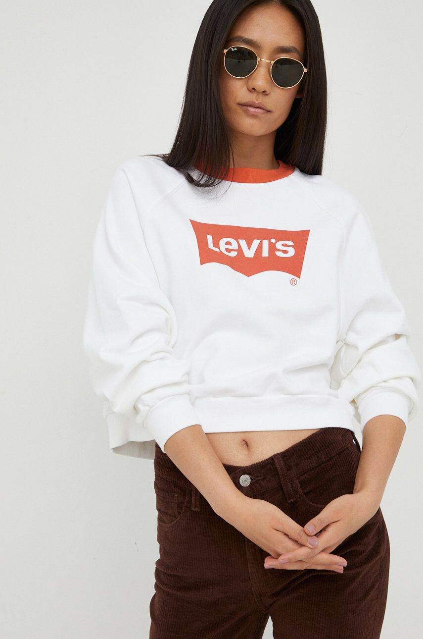 Levi's pamut melegítőfelső bézs női nyomott mintás - Pepit.hu