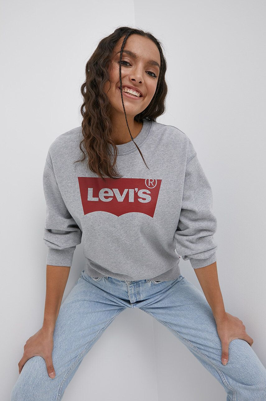 Levi's pamut melegítőfelső szürke női nyomott mintás - Pepit.hu