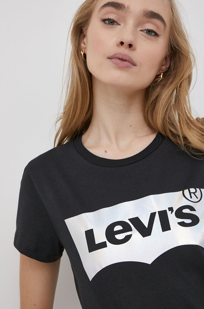 Levi's pamut póló fekete - Pepit.hu