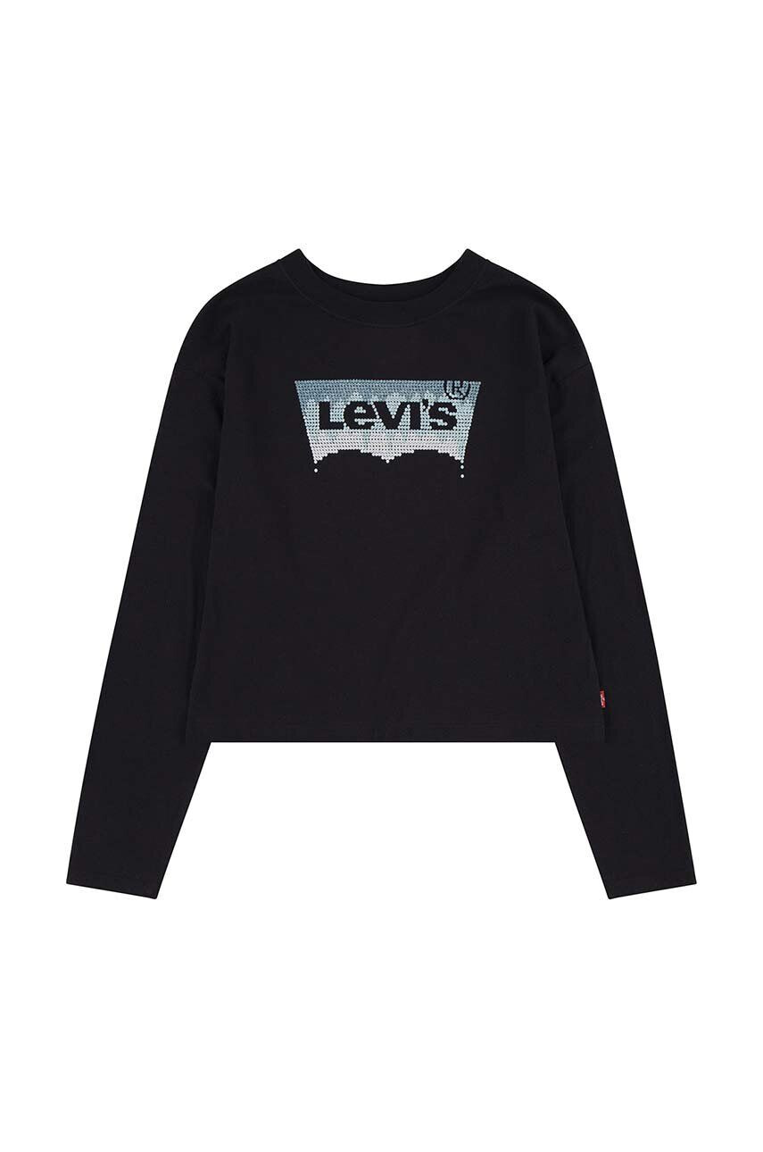 Levi's gyerek pamut hosszú ujjú felső fekete - Pepit.hu