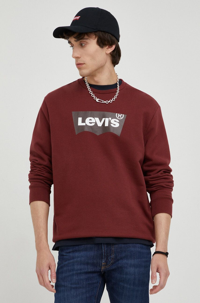 Levi's pamut melegítőfelső bordó férfi nyomott mintás - Pepit.hu