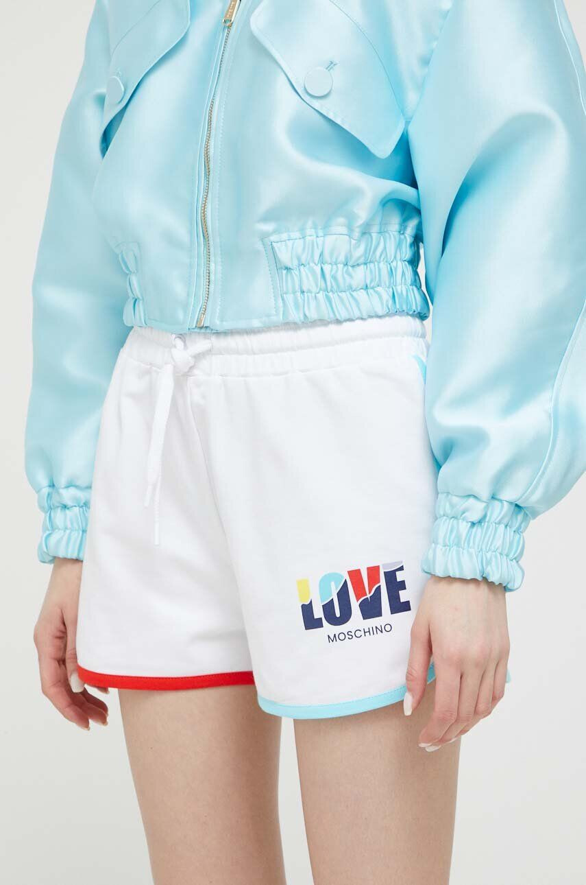 Love Moschino rövidnadrág női fehér nyomott mintás magas derekú - Pepit.hu