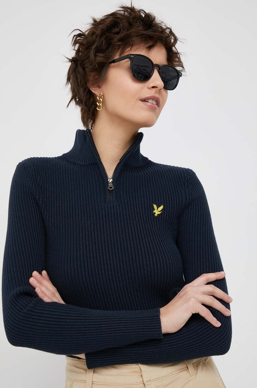 Lyle & Scott gyapjúkeverék pulóver meleg női sötétkék - Pepit.hu