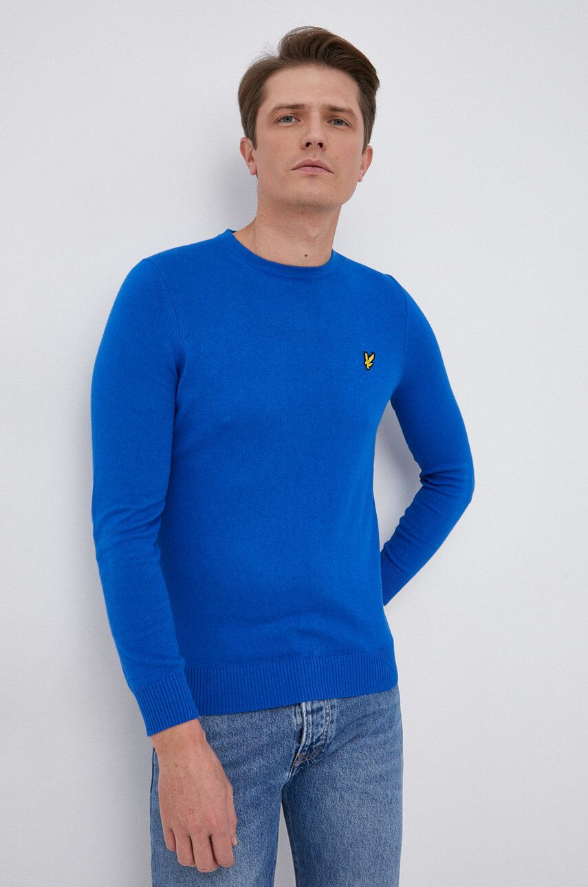 Lyle & Scott gyapjúkeverék pulóver könnyű férfi kék - Pepit.hu