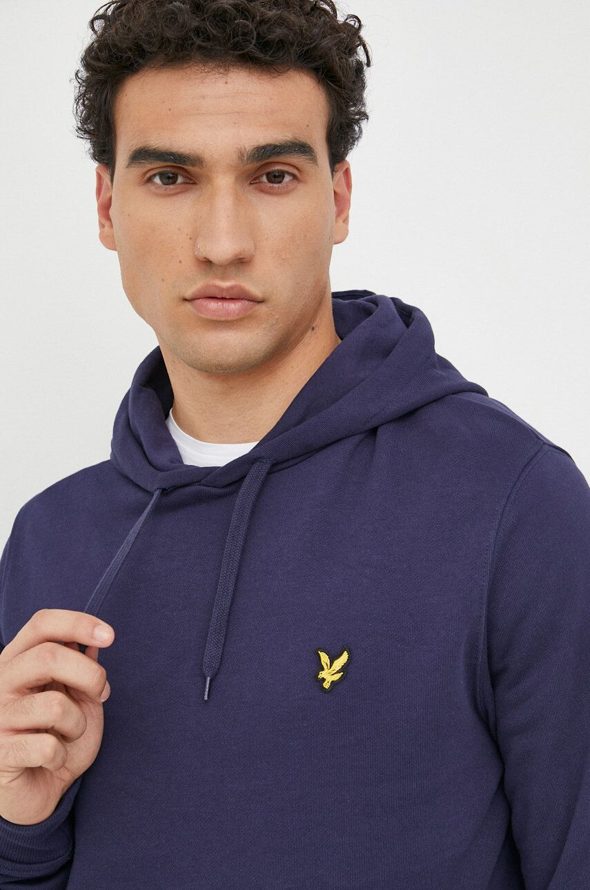 Lyle & Scott pamut melegítőfelső sötétkék férfi sima kapucnis - Pepit.hu