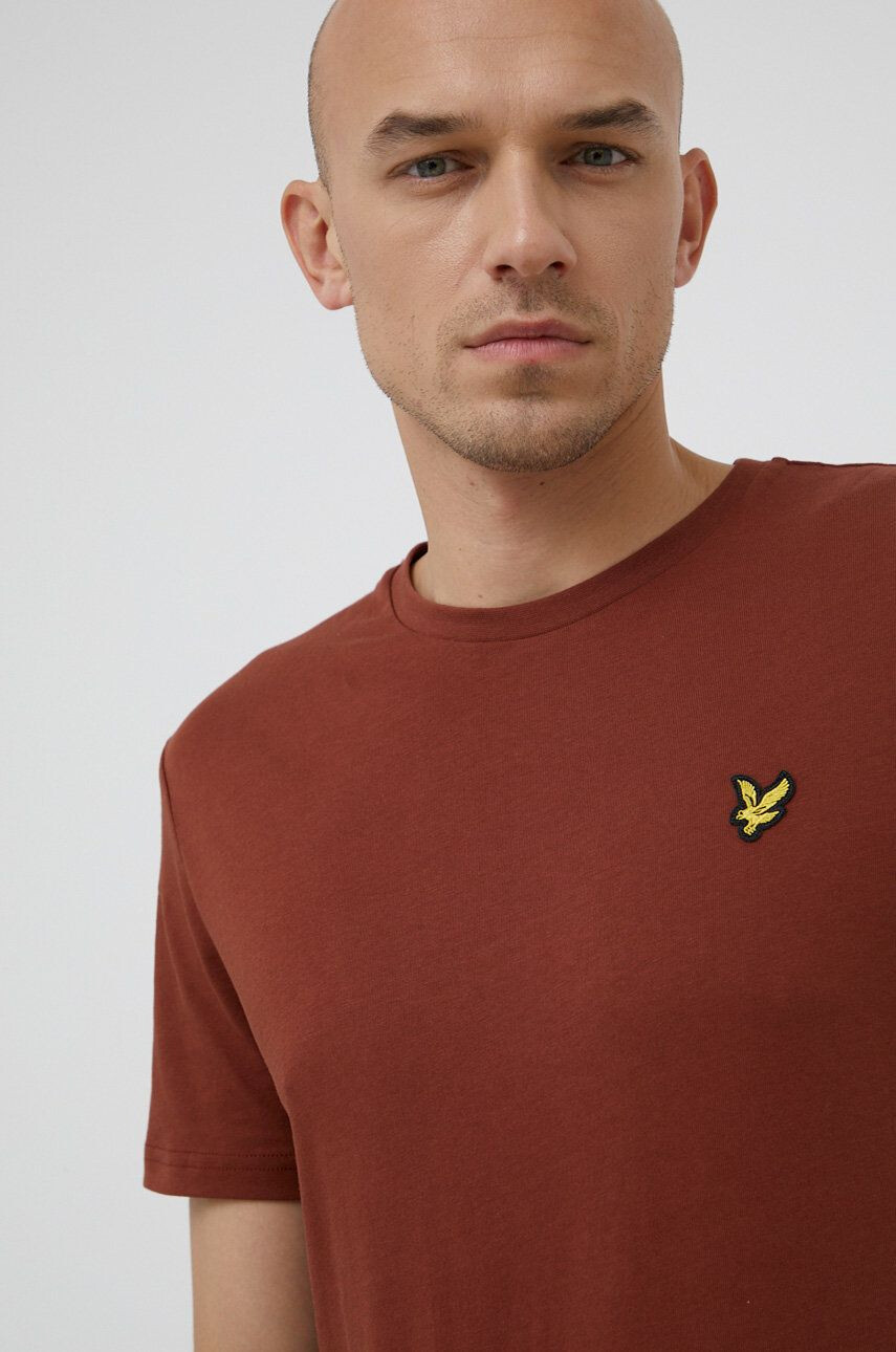 Lyle & Scott pamut póló barna sima - Pepit.hu