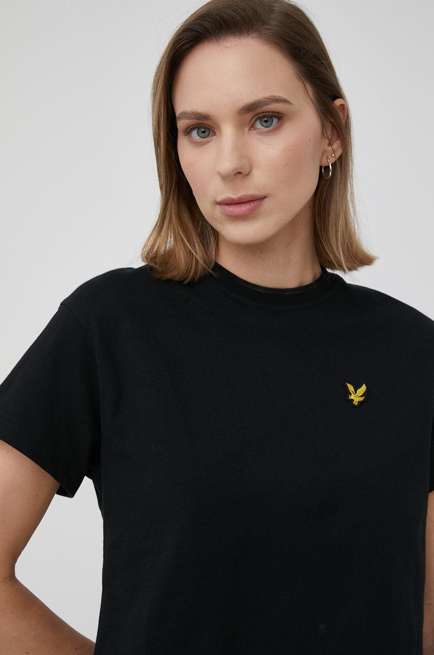 Lyle & Scott pamut póló fekete - Pepit.hu