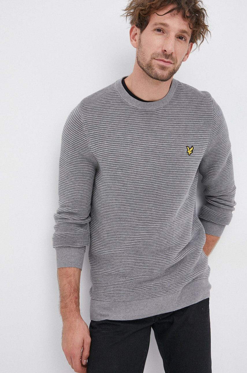 Lyle & Scott pamut pulóver könnyű férfi szürke - Pepit.hu