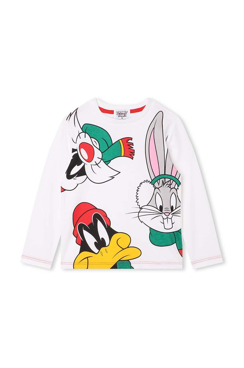 Marc Jacobs gyerek pamut hosszú ujjú felső x Looney Tunes fehér nyomott mintás - Pepit.hu