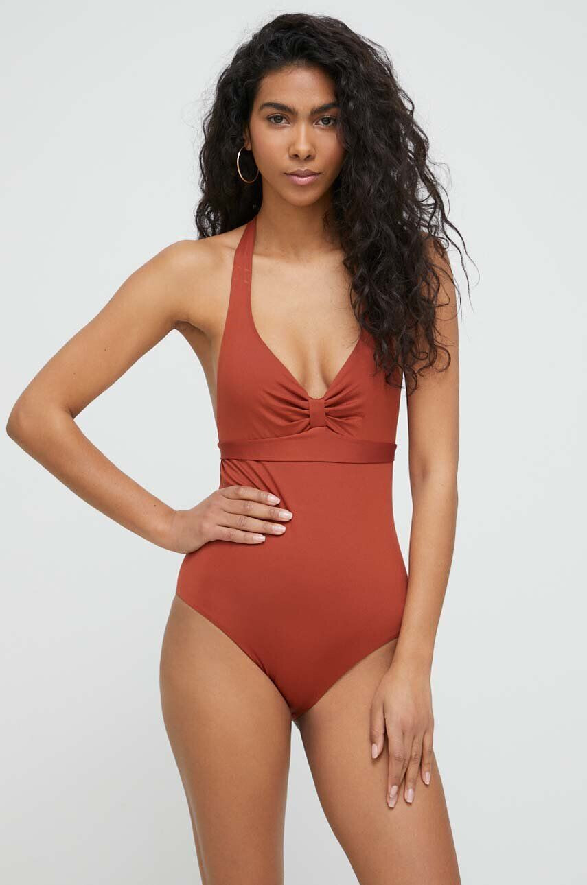 Max Mara Beachwear egyrészes fürdőruha barna puha kosaras - Pepit.hu