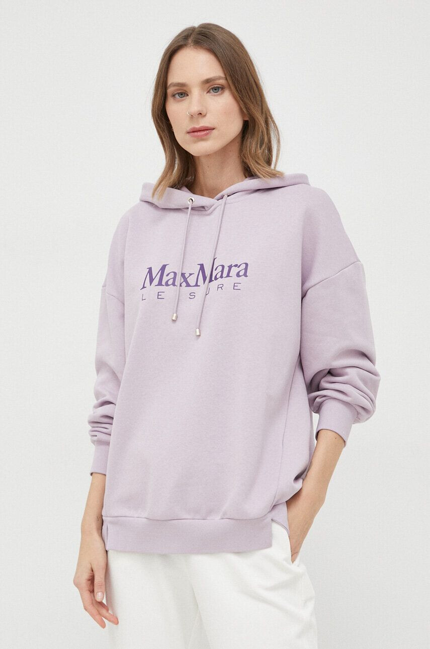 Max Mara Leisure felső lila női nyomott mintás kapucnis - Pepit.hu