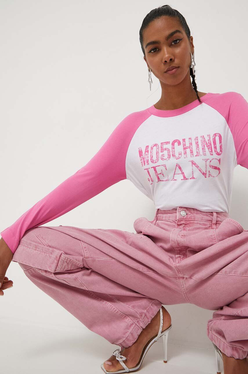 Moschino Jeans pamut hosszúujjú rózsaszín - Pepit.hu