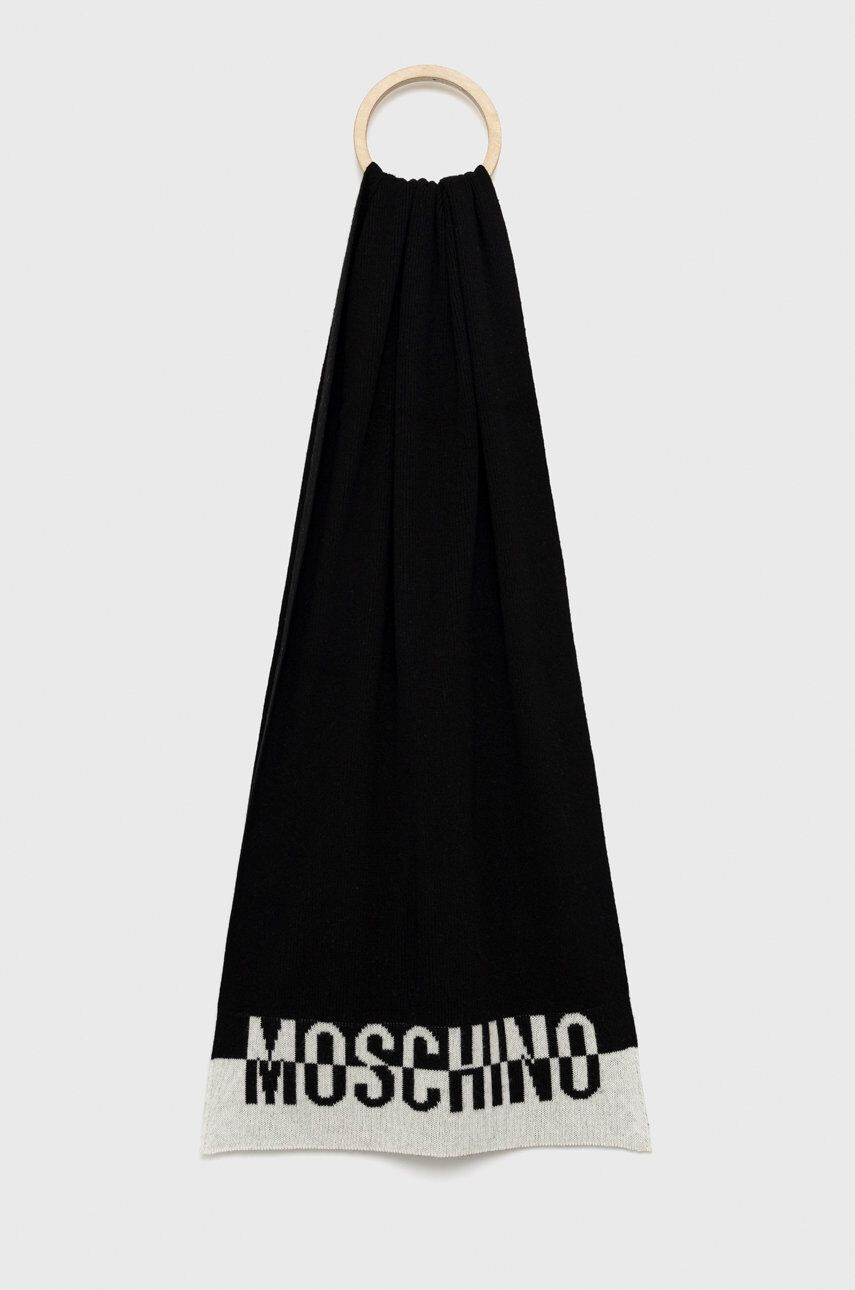 Moschino sál gyapjú keverékből fekete mintás - Pepit.hu