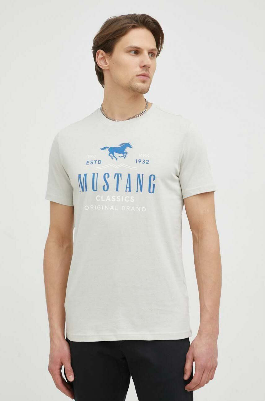 Mustang pamut póló Style Alex C Print szürke nyomott mintás - Pepit.hu