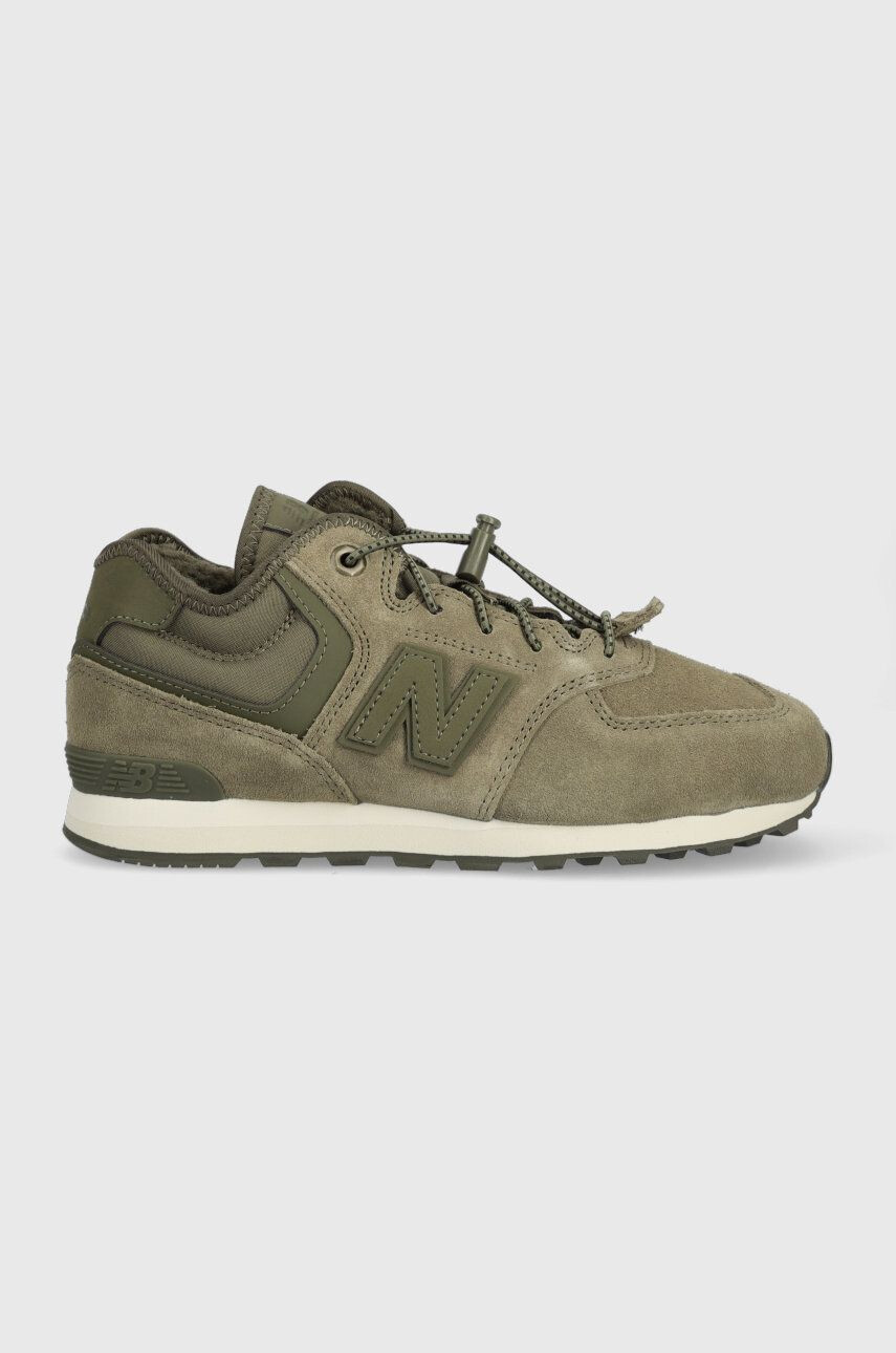 New Balance gyerek télicipő velúrból GV574HG1 zöld - Pepit.hu