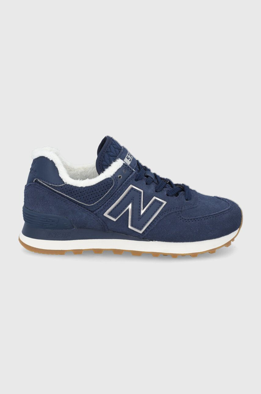 New Balance velúr cipő WL574LX2 sötétkék lapos talpú - Pepit.hu