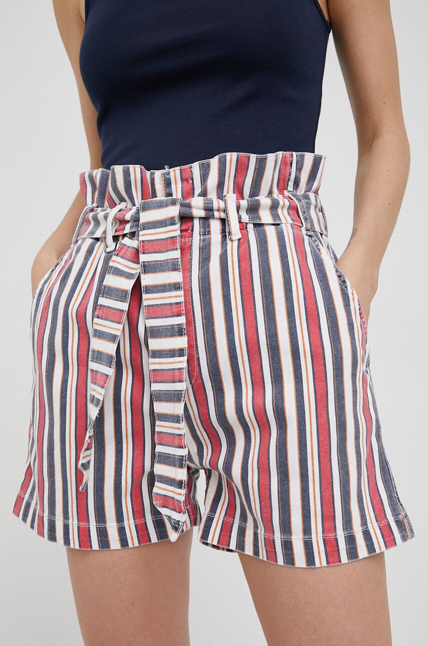 Pepe Jeans farmer rövidnadrág Phoebe Stripe női mintás magas derekú - Pepit.hu