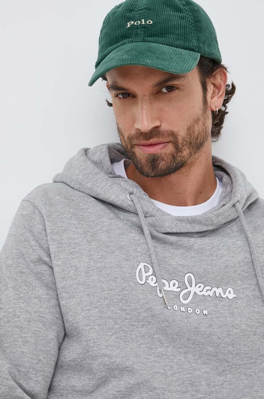 Pepe Jeans felső Edward Hoodie szürke férfi nyomott mintás kapucnis - Pepit.hu